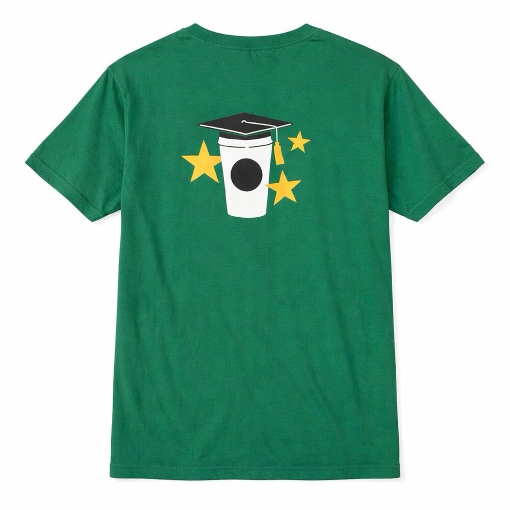 Green And White Starbucks T-shirt Graduation Theme Size Large